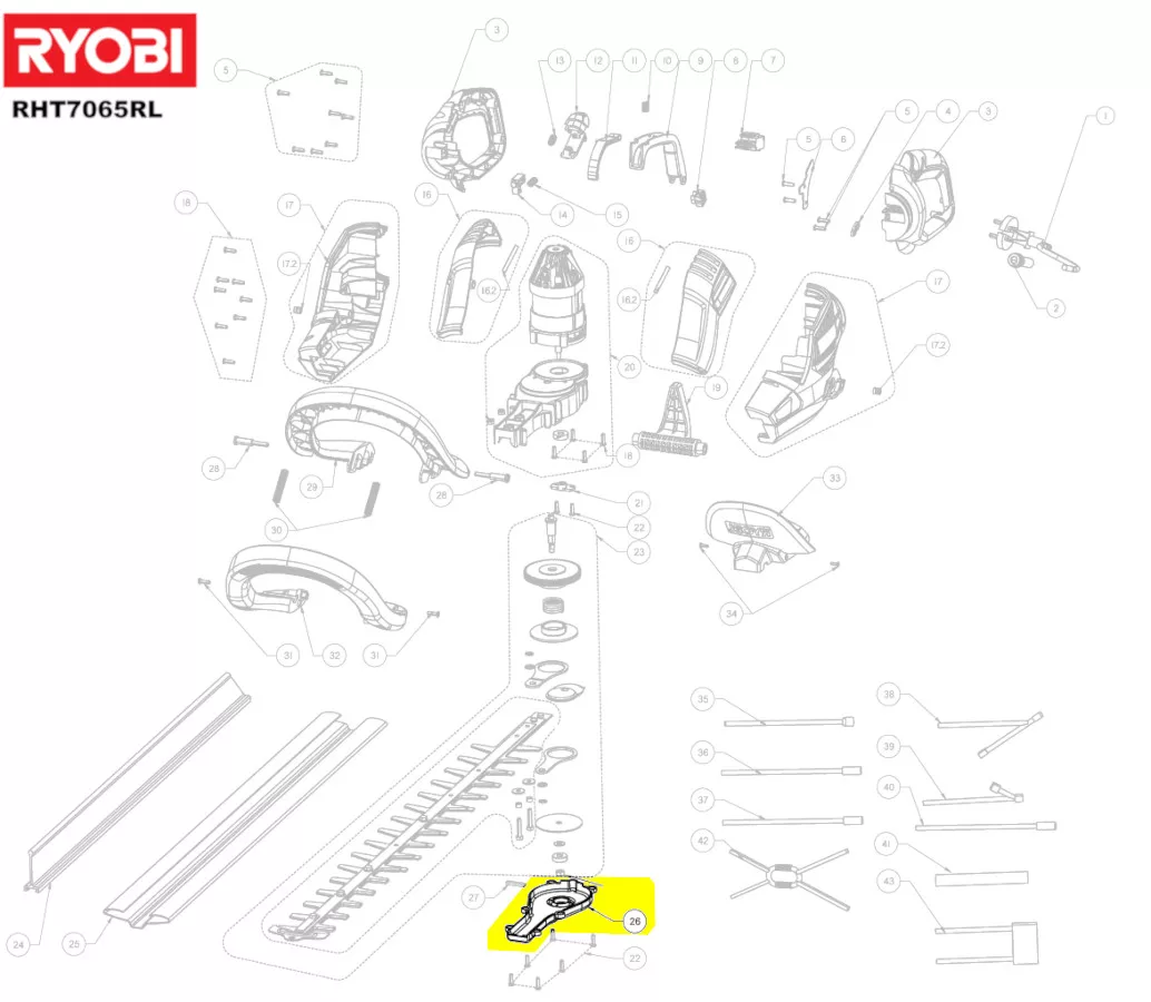 carter inférieur réf. 5131035543 taille-haie Ryobi